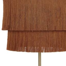 Wyld and Coco 137cm Floor Lamp - Brown Linen Shade with Tassel Fringe Gold Iron Base - thumbnail 6
