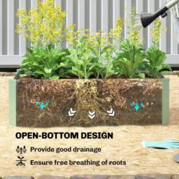 OUTSUNNY Set of 2 Raised Garden Bed Galvanised Planter Box, Light Green - thumbnail 5