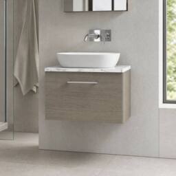 Balterley Level 600mm Wall Hung 1 Drawer Unit with Laminate Worktop Solace Oak in Brown - thumbnail 4