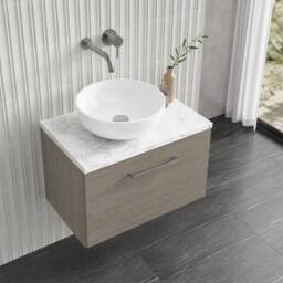 Balterley Level 600mm Wall Hung 1 Drawer Unit with Laminate Worktop Solace Oak in Brown - thumbnail 3