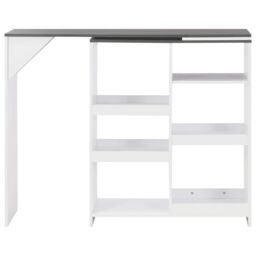 Berkfield Home Bar Table with Moveable Shelf White 138x39x110 cm - Size: 138 x 39 x 110 cm - thumbnail 2