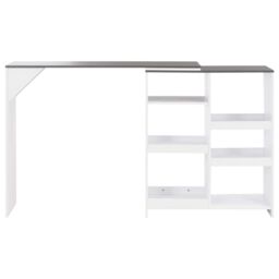 Berkfield Home Bar Table with Moveable Shelf White 138x39x110 cm - Size: 138 x 39 x 110 cm - thumbnail 3