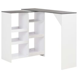 Berkfield Home Bar Table with Moveable Shelf White 138x39x110 cm - Size: 138 x 39 x 110 cm - thumbnail 1