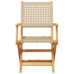 Berkfield Home 3 Piece Bistro Set Beige Poly Rattan & Solid Wood - thumbnail 4