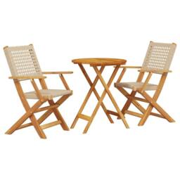 Berkfield Home 3 Piece Bistro Set Beige Poly Rattan & Solid Wood - thumbnail 1