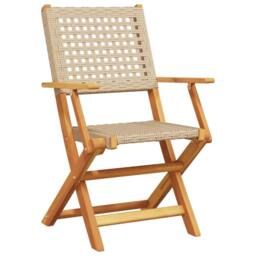 Berkfield Home 3 Piece Bistro Set Beige Poly Rattan & Solid Wood - thumbnail 3