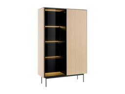 Vente-unique 2-Door Display Cabinet With Leds In MDF & Smoked Glass - H. 166 Cm in Black - thumbnail 5
