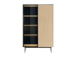 Vente-unique 2-Door Display Cabinet With Leds In MDF & Smoked Glass - H. 166 Cm in Black - thumbnail 2