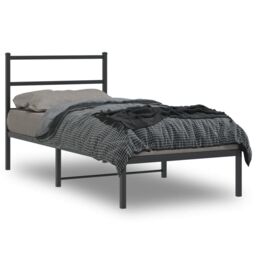 Berkfield Home Metal Bed Frame without Mattress with Headboard Black 90x190cm - Size: 90x190 cm - thumbnail 1