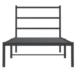 Berkfield Home Metal Bed Frame without Mattress with Headboard Black 90x190cm - Size: 90x190 cm - thumbnail 5