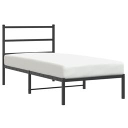 Berkfield Home Metal Bed Frame without Mattress with Headboard Black 90x190cm - Size: 90x190 cm - thumbnail 4