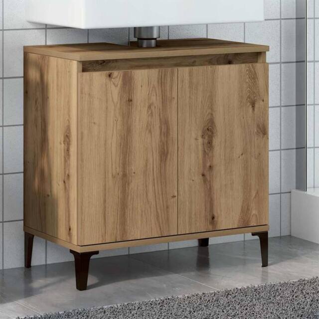 Berkfield Home Sink Cabinet Artisan Oak 58x33x60 cm Engineered Wood in Brown - Size: 58 x 33 x 60 cm - image 1