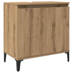 Berkfield Home Sink Cabinet Artisan Oak 58x33x60 cm Engineered Wood in Brown - Size: 58 x 33 x 60 cm - thumbnail 2