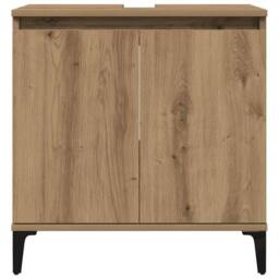 Berkfield Home Sink Cabinet Artisan Oak 58x33x60 cm Engineered Wood in Brown - Size: 58 x 33 x 60 cm - thumbnail 4