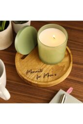MijMoj Design Women's Solid Oak Candle Display Tray With Lid Storage Slot - Handmade in the UK in Light Oak