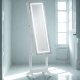 FURNOS Free Standing Mirror Lockable Jewellery Cabinet 360 Swivel in White - thumbnail 4