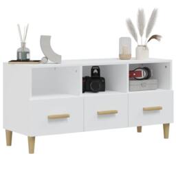 Berkfield Home TV Cabinet White 102x36x50 cm Engineered Wood - Size: 102 x 36 x 50 cm - thumbnail 4