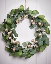 Dibor Giant Eucalyptus Sparkle Xmas Wreath Front Door Christmas Wreath 55cm in Green - thumbnail 1