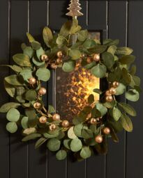 Dibor Giant Eucalyptus Sparkle Xmas Wreath Front Door Christmas Wreath 55cm in Green - thumbnail 2