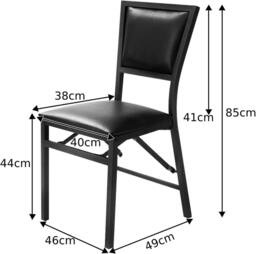 Costway Set of 2 Padded Folding Chair Metal Frame Counter Height Dining Chairs in Black - thumbnail 4