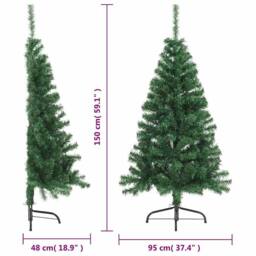 Berkfield Home Beautiful Artificial Half Christmas Tree with Stand Green 150 cm PVC - thumbnail 9