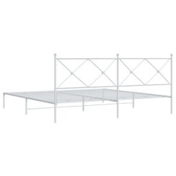 Berkfield Home Metal Bed Frame without Mattress with Headboard White 200x200cm - Size: 200x200 cm - thumbnail 6