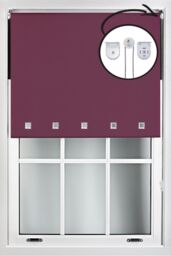 Furnished Aubergine Blackout Roller Blind with Chrome Square Eyelets & Metal Fittings - Size: 110 cm width x 210 cm drop - thumbnail 1