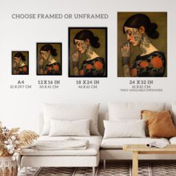 "Wee Blue Coo Wall Art Print Dare To Be Different Tattooed Female Living Room in Brown - Size: W24"" x H32""" - thumbnail 3