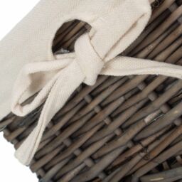Red Hamper Wicker Set of 2 Antique Wash Finish Cotton Lined Willow Tray in Brown - thumbnail 5