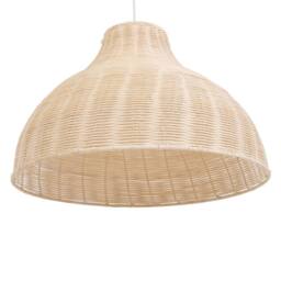 Wyld and Coco Rattan Pendant Lamp Natural Wicker Bell Shade Boho Rustic Ceiling - thumbnail 4