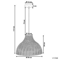 Wyld and Coco Rattan Pendant Lamp Natural Wicker Bell Shade Boho Rustic Ceiling - thumbnail 3