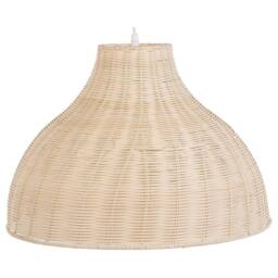 Wyld and Coco Rattan Pendant Lamp Natural Wicker Bell Shade Boho Rustic Ceiling - thumbnail 2