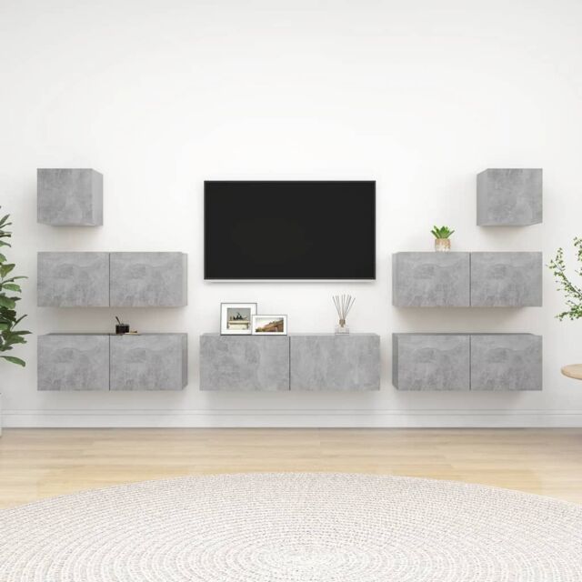 Berkfield Home 7 Piece TV Cabinet Set Concrete Grey Engineered Wood - image 1