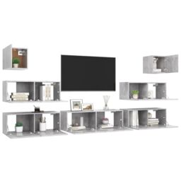 Berkfield Home 7 Piece TV Cabinet Set Concrete Grey Engineered Wood - thumbnail 3