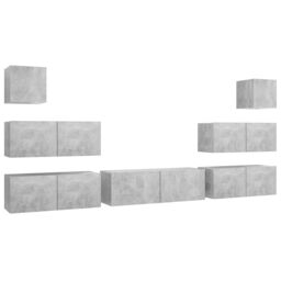 Berkfield Home 7 Piece TV Cabinet Set Concrete Grey Engineered Wood - thumbnail 2