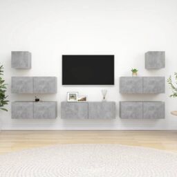 Berkfield Home 7 Piece TV Cabinet Set Concrete Grey Engineered Wood - thumbnail 1