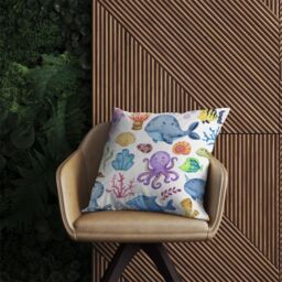 Warren Reed - Designer Children'S Sea Life Outdoor Cushion in Blue - Size: 45 cm x 45 cm - thumbnail 2