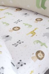 Catherine Lansfield 'Roarsome Animals' Fitted Sheet in Natural - Size: Single Fitted
