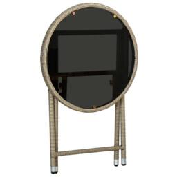 Berkfield Home Tea Table Beige 60 cm Poly Rattan & Tempered Glass - thumbnail 4