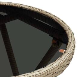Berkfield Home Tea Table Beige 60 cm Poly Rattan & Tempered Glass - thumbnail 5
