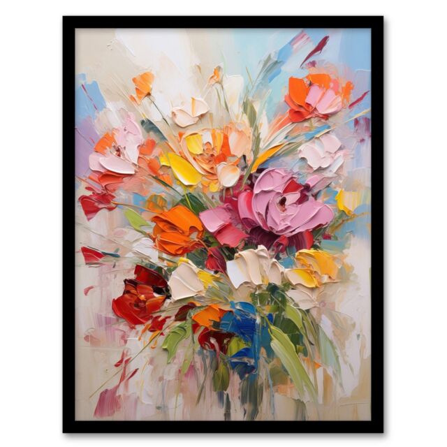 "Wee Blue Coo Wildflower Explosion Bright Floral Living Room 12x16"" Framed Art Print - Size: A4" - image 1