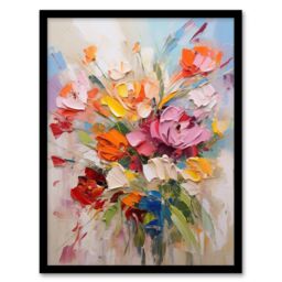 "Wee Blue Coo Wildflower Explosion Bright Floral Living Room 12x16"" Framed Art Print - Size: A4" - thumbnail 1