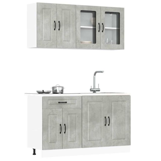Berkfield Home 4 Piece Kitchen Cabinet Set Kalmar Concrete Grey Engineered Wood - image 1