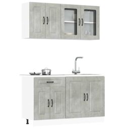 Berkfield Home 4 Piece Kitchen Cabinet Set Kalmar Concrete Grey Engineered Wood - thumbnail 1