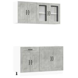 Berkfield Home 4 Piece Kitchen Cabinet Set Kalmar Concrete Grey Engineered Wood - thumbnail 2