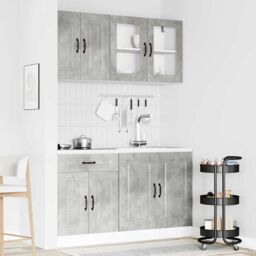 Berkfield Home 4 Piece Kitchen Cabinet Set Kalmar Concrete Grey Engineered Wood - thumbnail 3