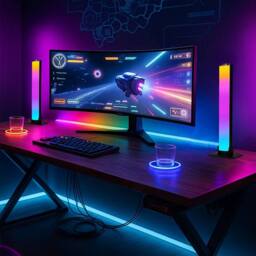 Emitto 2x RGB LED Light Bar Ambient Lamp Color Changing Music TV Backlight in Black - thumbnail 3