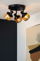 Lucide 'RAFA' Dimmable Rotatable Stylish Indoor Ceiling Spotlight 3xE14 in Black - thumbnail 3