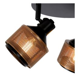 Lucide 'RAFA' Dimmable Rotatable Stylish Indoor Ceiling Spotlight 3xE14 in Black - thumbnail 5