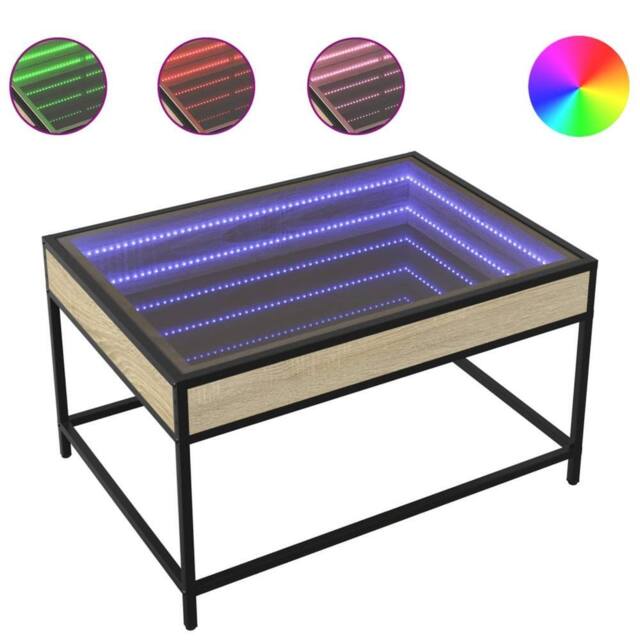 Berkfield Home Coffee Table with Infinity LED Sonoma Oak 70x50x41 cm in Brown - Size: 70 x 50 x 41 cm - image 1